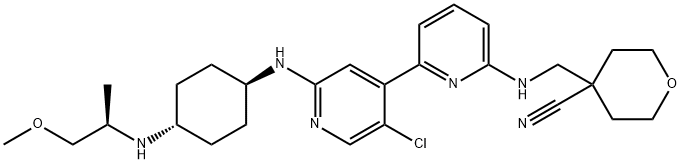 4-((5'-chloro-2'-((1R,4r)-4-((R)-1-methoxypropan-2-ylamino)cyclohexylamino)-2, 4'-bipyridin-6-ylamino)methyl)tetrahydro-2H-pyran-4-carbonitrile